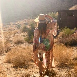 Gypsy Boho Floral Peacock Kimono Duster Robe